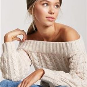 Off Shoulder Cable Knit Sweater Online 